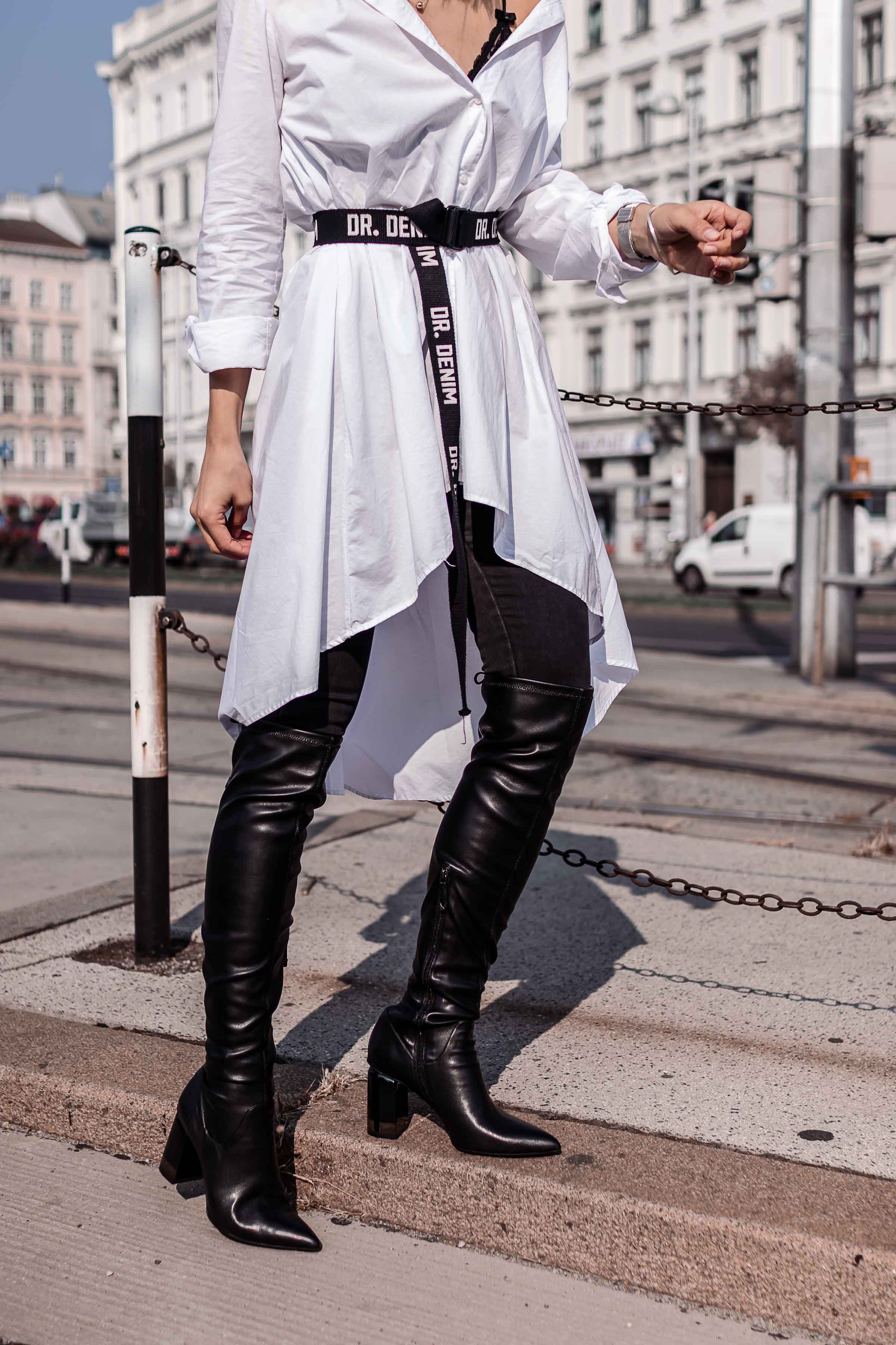 Over The Knee Boots Black Leather Street Style